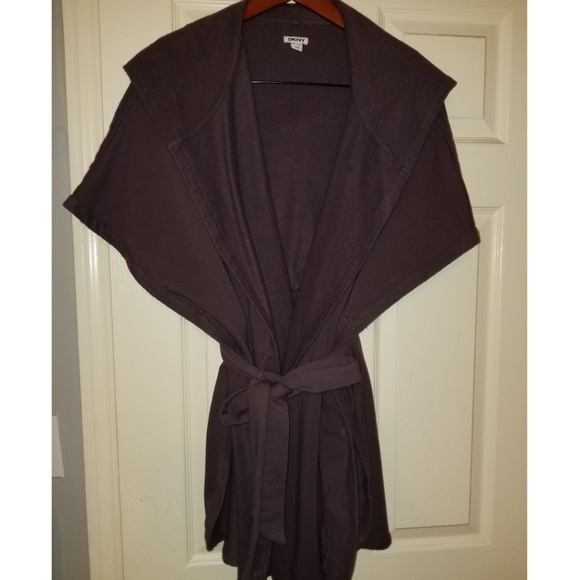 Dkny Tops - DKNY roomy brown fleece 4-way hooded wrap